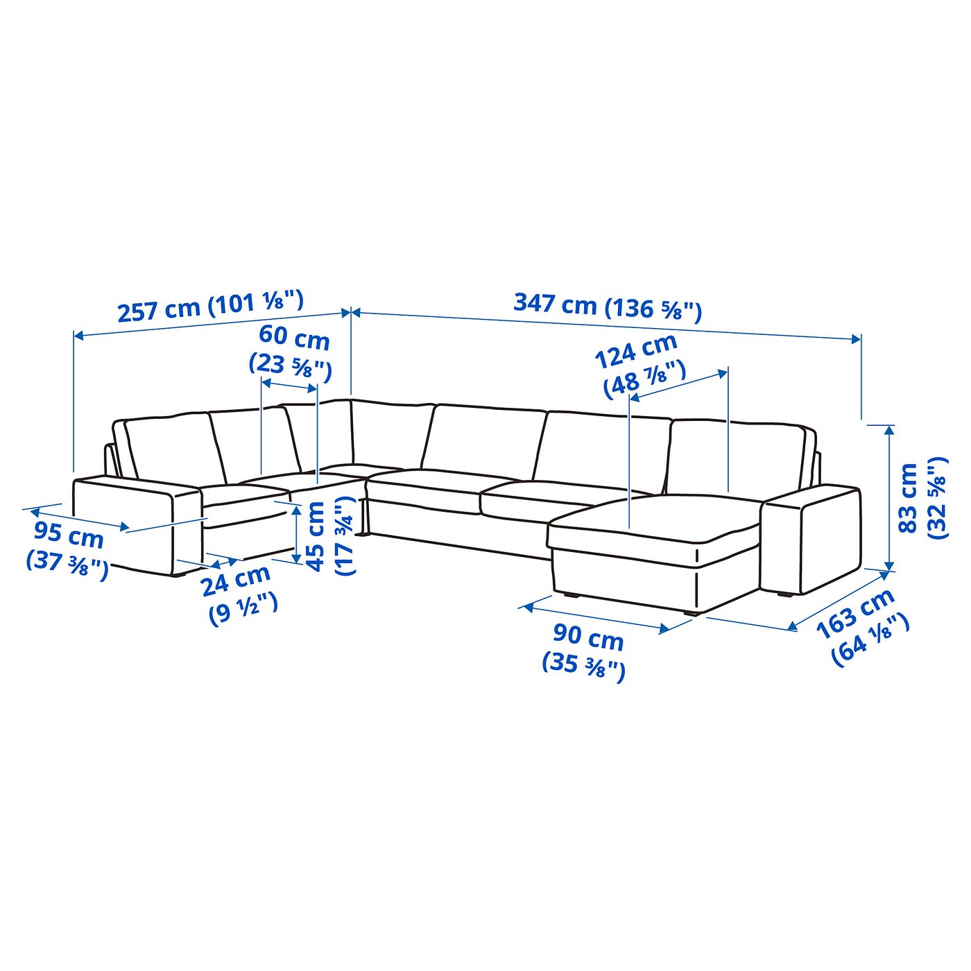 KIVIK Narożna sofa 5o z szezl - Tresund antracyt